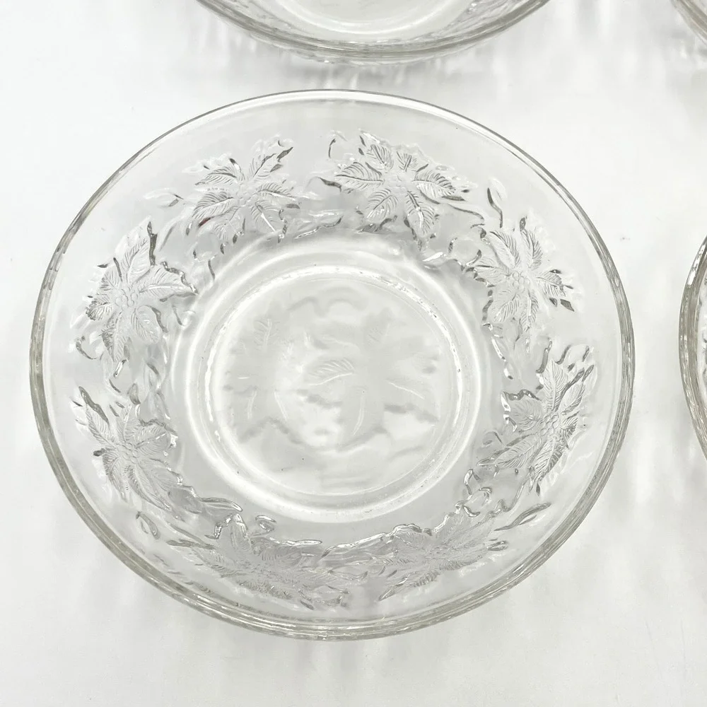 Vintage 1980s Princess House Fantasia Crystal Set Of 4 Dessert Fruit Bowls